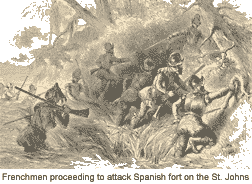 French attacking Spanish fort on the St. Johns