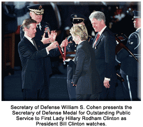 Hillary Rodham Clinton receives Secretary of Defense Medal