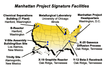 Map of Manhattan Project Cities