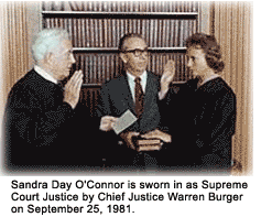 O`Connor sworn in as Supreme Court Justice