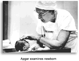 Apgar examines newborn