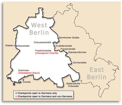 Map of East and West Berlin