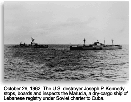 US destroyer stops and inspects cargo ship, Marucla