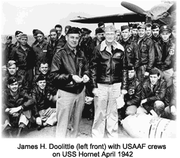 Doolittle and crew onboard the Hornet