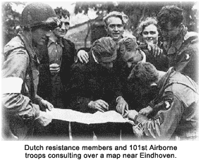 Dutch resistance members with 101st airborne troops