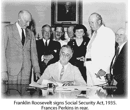FDR signs Social Security Act, 1935