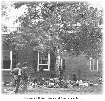 Wounded troops at Fredericksburg