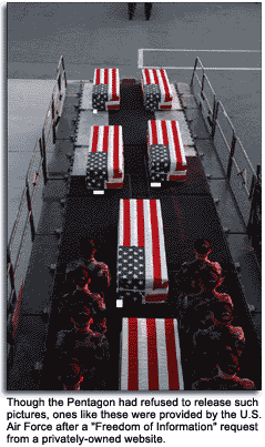Flag-draped coffins