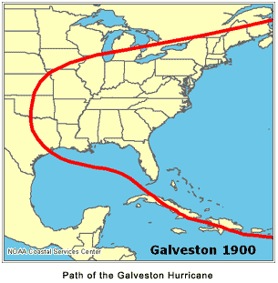 Path of Galveston Hurricane