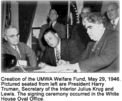 Signing ceremony for creation of the UMWA Welfare and Retirement Fund 
