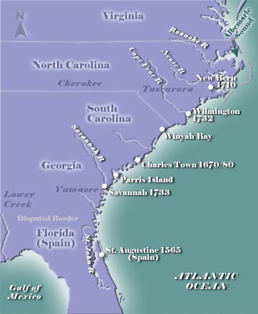 Southern Colonies Map