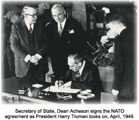 Secretary of State Acheson signs North Atlantic Treaty 