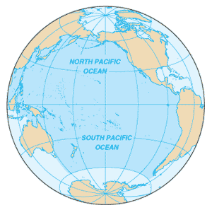 Map showing the Pacific Ocean