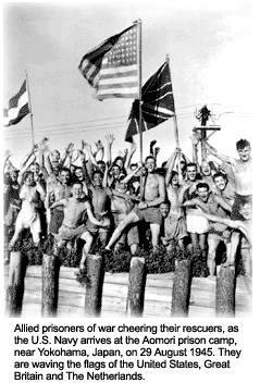 Prisoners cheering as their rescuers arrive