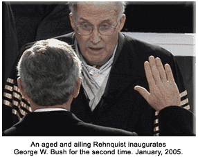 Rehnquist administers oath of office to George W. Bush