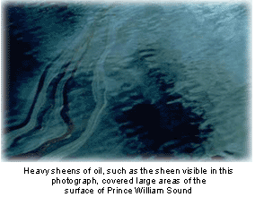 Oil sheen from the Exxon Valdez
